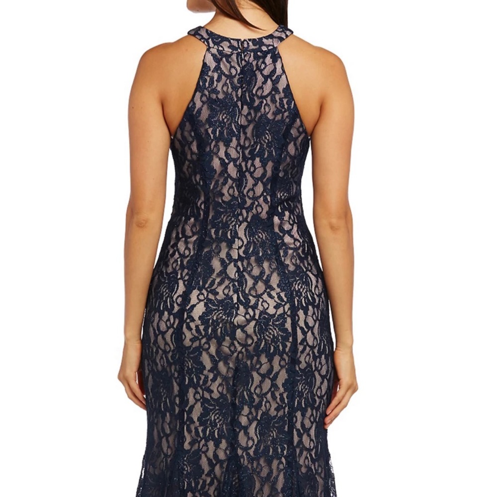 Women’s Formal Dress Size 14 NIGHTWAY Navy Sleeveless Halter Full-Length Gown - Picture 5 of 9